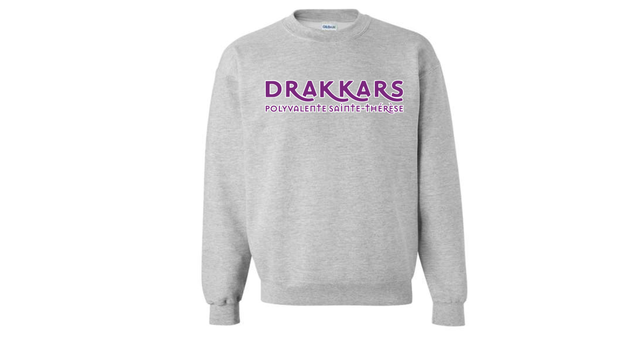 Chandail coton ouaté à col rond Drakkars (Logo imprimé)