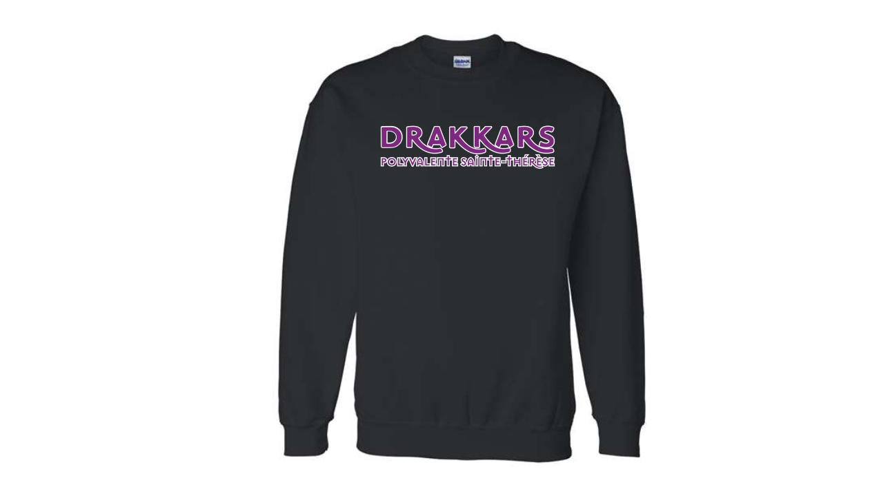 Chandail coton ouaté à col rond Drakkars (Logo imprimé)